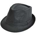 Blue Banana PU Leather Trilby Hat (Black)