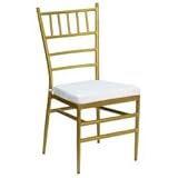 Flash Elegance Gold Finished Metal Ballroom Chair with White Fabric Seat -  ....
