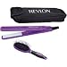 Revlon 1/2" Mini Straightener Purple with Brush and Heat Resistant Pouch Value Bundle