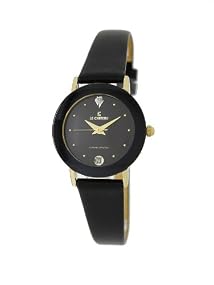 Le Chateau #955L Women's Gold Tone Black Elegant Slim Leather Strap Watch