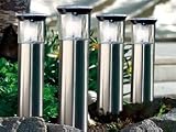 4x SOLAR Wegeleuchte EDELSTAHL Gartenleuchte+AUTOSENSOR