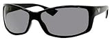 Emporio Armani Men's 9618 Shiny Black Frame/Grey Lens Plastic Sunglasses