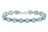 39 5/8 Carat Sky Blue Topaz and Smokey Quartz Sterling Silver Bracelet