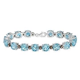 39 5 8 Carat Sky Blue Topaz and Smokey Quartz Sterling Silver Bracelet by Ice.com