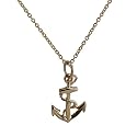 Pendentif 17x23mm Ancre en or jaune 375/1000 avec cha&icirc;ne for&ccedil;at de 40 cm