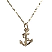 Pendentif 17x23mm Ancre en or jaune 375/1000 avec chaîne cable de 40 cm