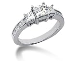 1.64CTW Princess Diamond Three Stone Ring with Side Stones in Platinum