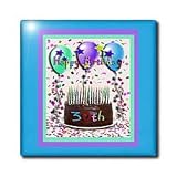 Happy Birthday 30th Chocolate Cake - 4 Inch Glass Tile