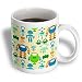 60s Retro Sweet Atomic Robots Yellow Blue Green Orange - 11oz Mug