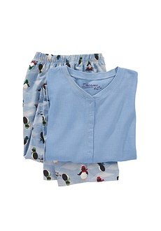 Jessica London Plus Size Thermal/Flannel Pjs By Dreams & Co Blue Penguins,M
