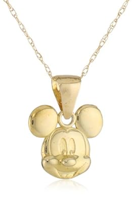 Cheap Girls Jewelry Disney Mickey Mouse 10kt Gold Girls Pendant Necklace For Sale