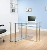 DESK CORNER CLEAR GLASS / CHROME TABLE CX1300C