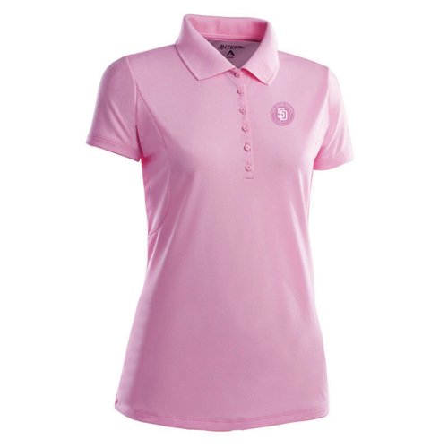 San Diego Padres Womens Pique Xtra Lite Polo Shirt (Pink) - Small