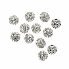 Real Silver Plated Filigree 8mm Round Beads (100)