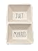 Rae Dunn by Magenta Artisan Collection, JUST MARRIED in large letters divided 2 Section Candy Treat Dessert Snack Dish Tray.