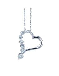 1 Carat Diamond Journeys Heart Pendant Necklace in 14k white gold on an 18" cable style 14k White Gold Chain