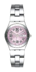 Swatch Women's CORE COLLECTION YLS706G Silver Stainless-Steel Quartz Watch with Pink Dial