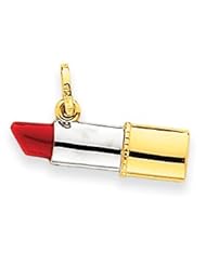 14k Gold & Rhodium Enameled Lipstick Charm