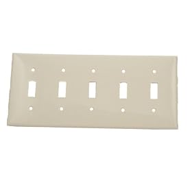 Leviton 80723-W 5-Gang Toggle Device Switch Wallplate, Standard Size, Thermoplastic Nylon, Device Mount, White