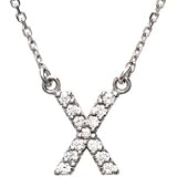 14k White Gold Diamond X Alphabet Initial Letter Necklace (GH Color, I1 Clarity, 1/8 Cttw)