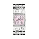 GUESS Women's Swarovksi Crystals Silvertone Etched-Bangle Watch