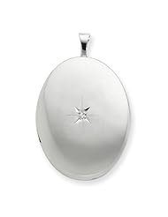 Sterling Silver 26mm Diamond Oval Locket