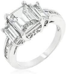 GT Design Emerald Cut Triplet Engagement Ring