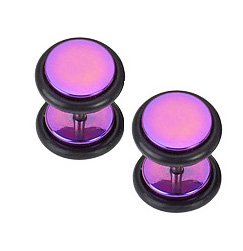 Titanium Anodized Purple Earrings Rings Fake Cheater Plug 16 gauge ( 1 Pair)