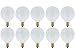 KOR (Pack of 10) G16.5 White Finsh Decorative (E12) Candelabra Base Globe Shape Incandescent 120V G16 1/2 Light Bulbs (15)