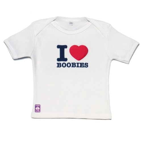 Childrens Toyshop   : DribbleFactory : I Love Boobies White T-shirt (6 months)