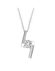 1/4 Carat Bolt Shape Diamond Pendant Necklace in 14K White Gold (w. 16" cable chain)