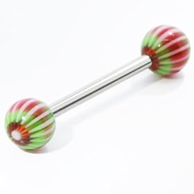 Watermelon Candy Ball Tongue Ring Barbells Body Jewelry