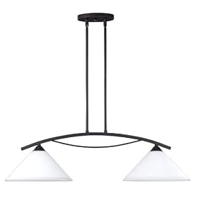 Canarm IPL293A02ORB Sawyer 2-Light Chandelier with Flat Opal Glass Shades, Oil Rubbed Bronze