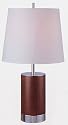 Table Lamp, Chrome/Dark Walnut With White Fabric Shade, A 60W