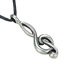 Treble Clef Music Symbol Pewter Pendant Necklace
