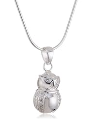 VINANI brand Germany 925 Sterling Silver Women Pendant small Owl with white Zirconia & Snake Chain Necklace AEK-S