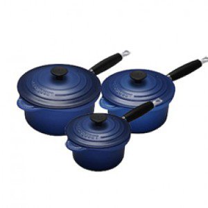 Le Creuset Cast Iron 3 Piece Saucepan Sets - Graded Blue (ref CL)