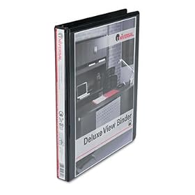 Universal 20701 - Deluxe Round Ring Vinyl View Binder, 1/2 Capacity, Black-UNV20701