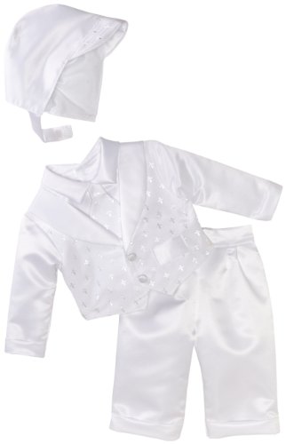 Lauren Madison Baby-boys Infant Cross Dobby Vest Set With Pleated Satin Long Pants