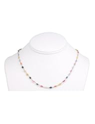 14k Gold Vermeil Sapphire Multi Color Pink Blue Yellow Necklace Beaded Faceted Link
