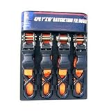 Neiko 51031A 1-Inch by 15-Feet Ratcheting Tie-Down with Soft-Grip Levers and PVC-Coated Hooks , 4-Set