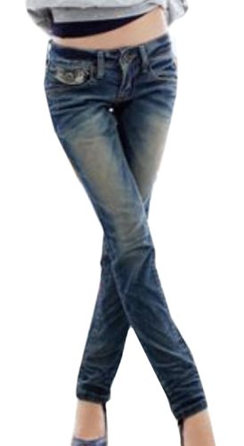 (Clack) レディース 大きいサイズ パンツ / デニム スキニー ジーパン ウォッシュ 加工 2L 3L 4L 5L ネイビー