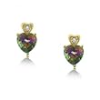 Mystic Fire Topaz Diamond Heart Stud Earrings Yellow Gold