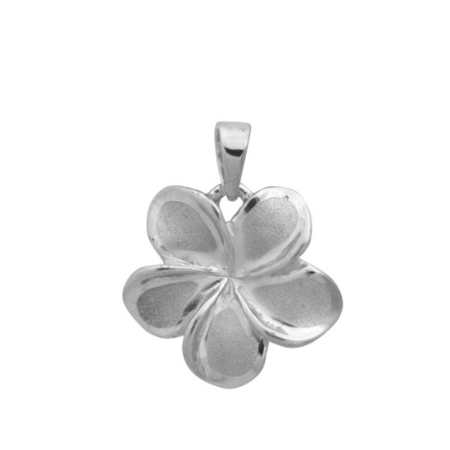 Plumeria Necklace Pendant in 14K White Gold-13mm