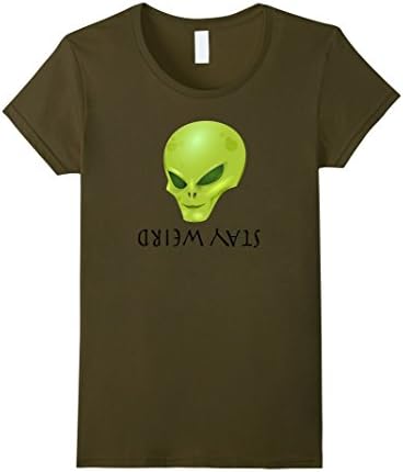 Women's Alien Stay Weird T-Shirt Medium Olive