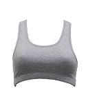 Ladies Grey Cotton Spandex Classic Comfort Racer back Sports Bra