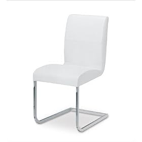 Euro Style 370510 Dedalo Leather Side White Leather 2 Pack by Bar Stools