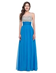 Floor Length Sequined Fitted Crystal Beaded Acrylic/Chiffon/Satin Sleeveless Scoop Neck Evening Dress/Bridesmaid Dress/Prom Dress/Party Dress 