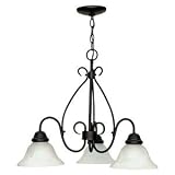 Nuvo 60 378 3 Light Chandelier with Alabaster Glass Shades