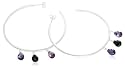 Silver E6086 multi Amy/Blue Dangle Hoop Earrings